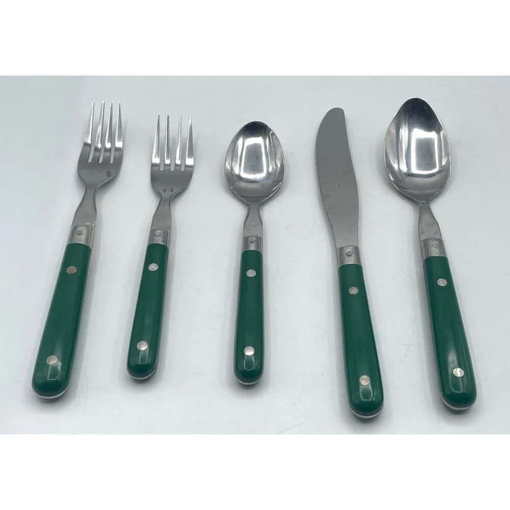 5-Pieces Washington Forge Mardi Gras Stainless Flatware Hunter Green